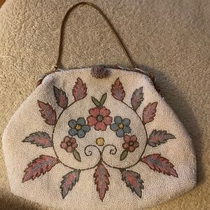 Vintage Saks Fifth Avenue Beaded Floral Bag, Made in France.